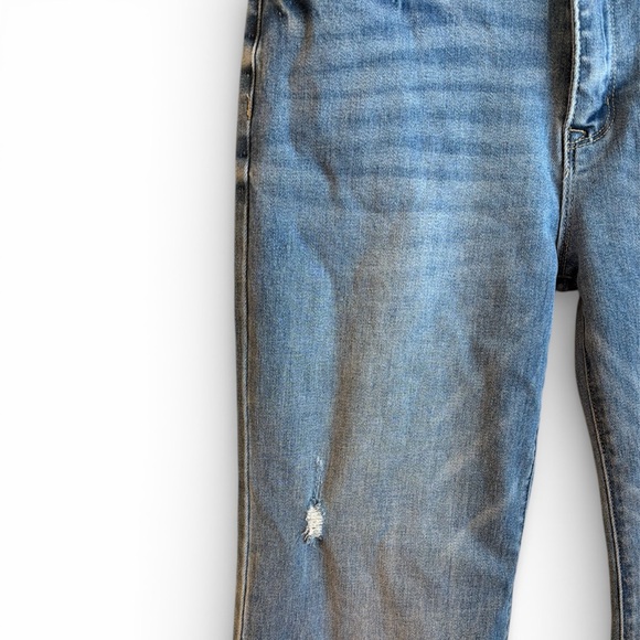 Petra Flare Jeans Size 13/30 Medium Wash High Rise Distressing Stretch - Picture 6 of 13